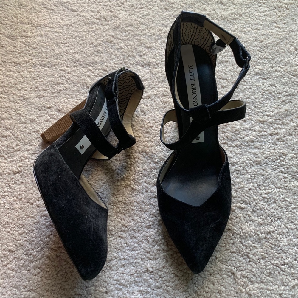 Matt Bernson Casey Jones crisscross strap suede pumps
